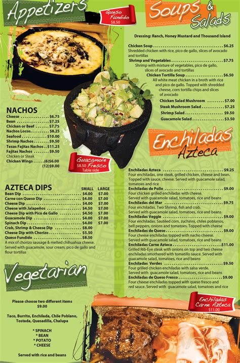 azteca menu with prices.